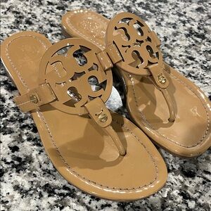 Tory Burch Brown Logo Sandals